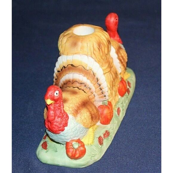Thanksgiving Turkey Taper Candleholder Haystack Ceramic MSR Imports Vintage 80s - Picture 3 of 9